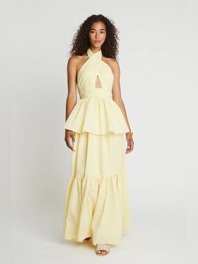 Choosy 
Sunshine Halter Peplum Maxi Dress